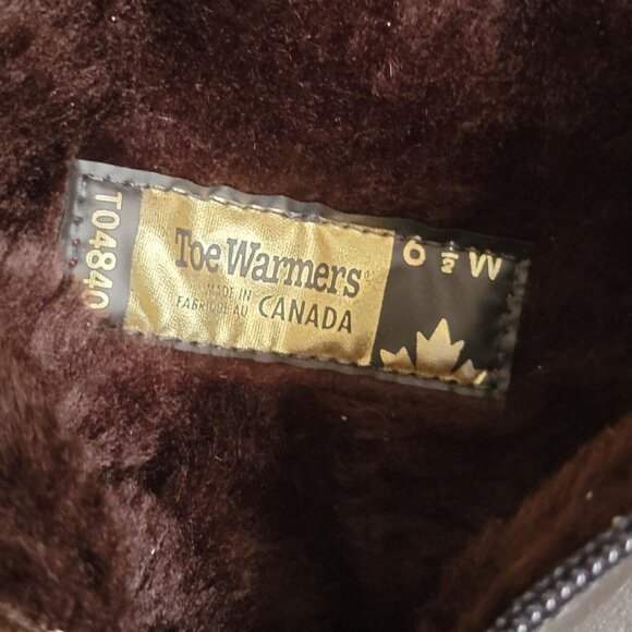 TOE WARMERS Womens 6.5 Shelter Boots Fur Lined Leather Winter Snow Brown Vtg - Picture 5 of 5